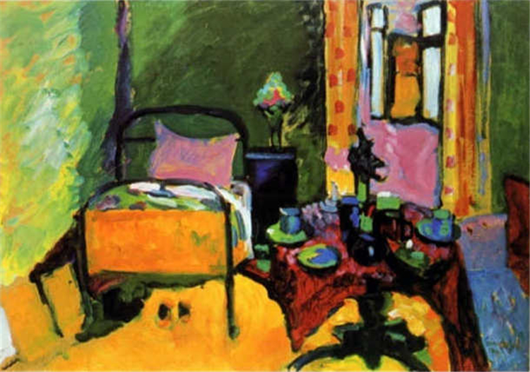 Bedroom in Aintmillerstrasse 1909 Kandinsky Oil Painting